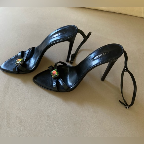 Le Silla Vintage Black Leather Heels.  Made in Italy.  Size 38-1/2 - Picture 4 of 5